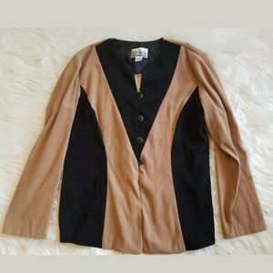 VTG 80s Shirt Sz 14 Sheri Martin NY Color Block Slimming